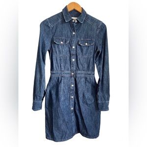 Rag And Bone Long-Sleeve Jean Snap-front Utility Dress, Paz